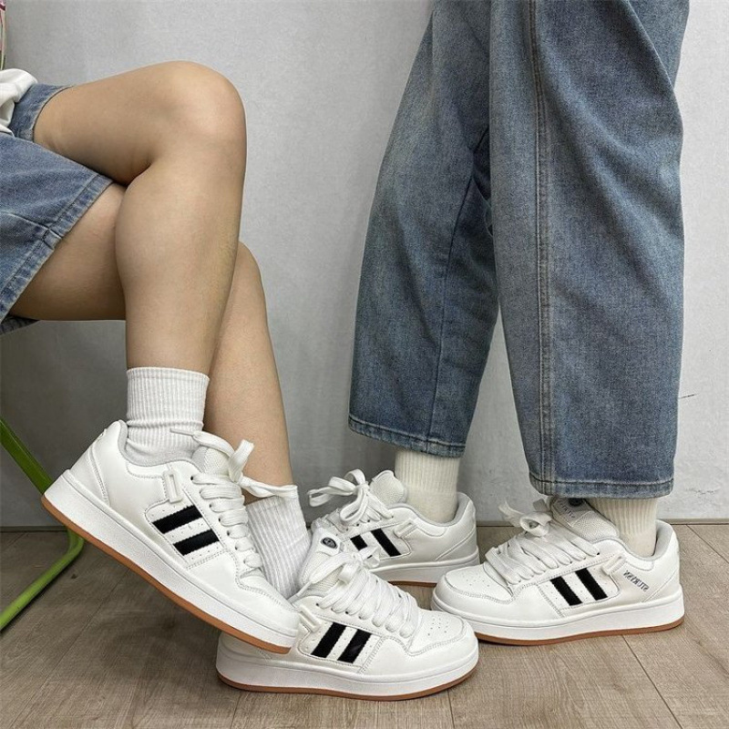 Clover Women's Shoes Pink White Shoes 2024 New Student Casual Niche Men and Women Couple Vintage Board Shoes Women