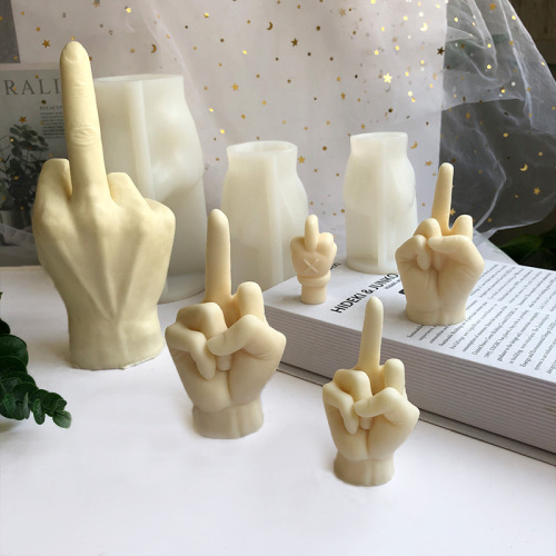 Gesture candle mold diy Guanyin hand aromatherapy plaster vertical middle finger glue ornament finger cake silicone mold