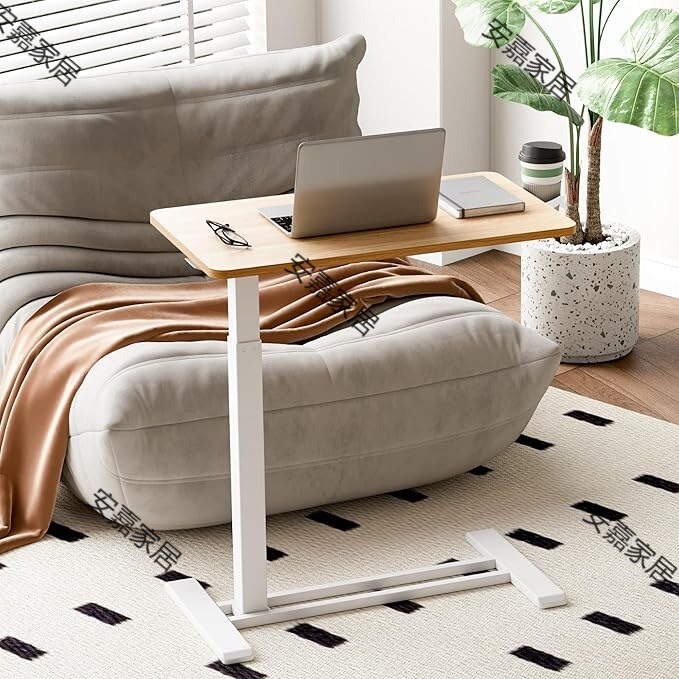 Mobile standing desk with hidden wheels, pneumatic laptop desk rolling computer cart