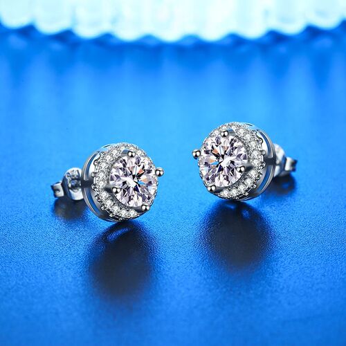 Cross-border imitation moissanite full diamond princess round earrings, feminine women's round small gift earrings, earrings