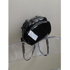 雙肩包女2024新款小眾方形可愛純色百搭日常休閒黑色小書包背包女