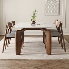 实木餐桌长方形吃饭桌子白蜡木方桌小户型家用岩板桌椅套装组合