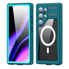 Amazon対応 サムスンS23/S24 Ultra用スマホケース ワイヤレス充電対応 マグネット式 360°防水ケース S24