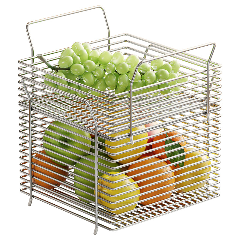 304 ステンレス鋼の収納バスケットは、キッチンの果物と野菜の収納ラック、野菜バスケット、カウンタートップの収納バスケットとして積み重ねることができます。