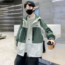 男童拼色冲锋衣三合一加绒2025新款中大童连帽休闲儿童户外衣秋冬