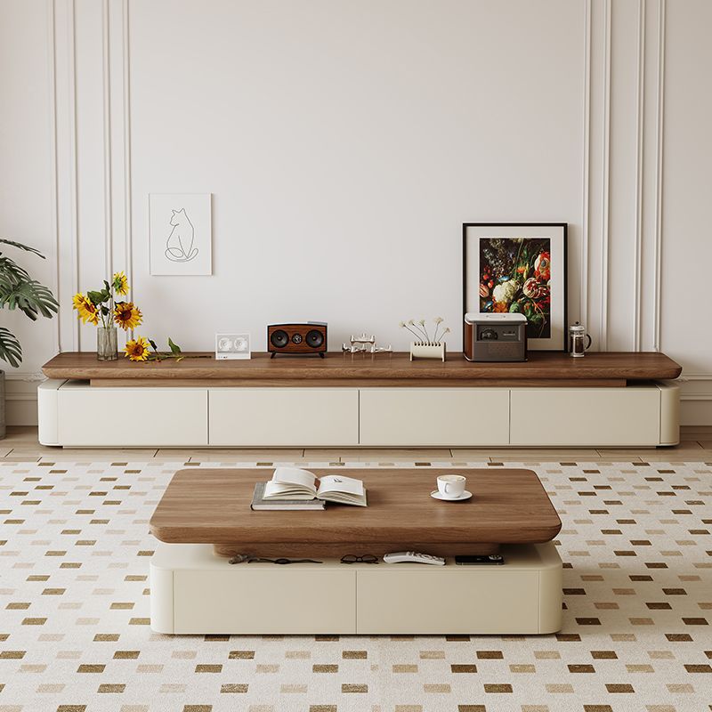 Second-Hand Tv Cabinet Coffee Table Combination Light Luxury Modern Simple Living Room Home Small Apartment Cream Style Floor-Standing Tv Cabinet