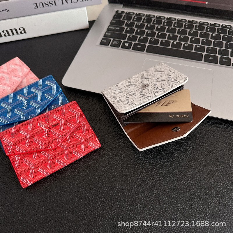 卡包新款戈雅钱包印花短款多功能对折钱包薄款商务皮夹时尚百搭男