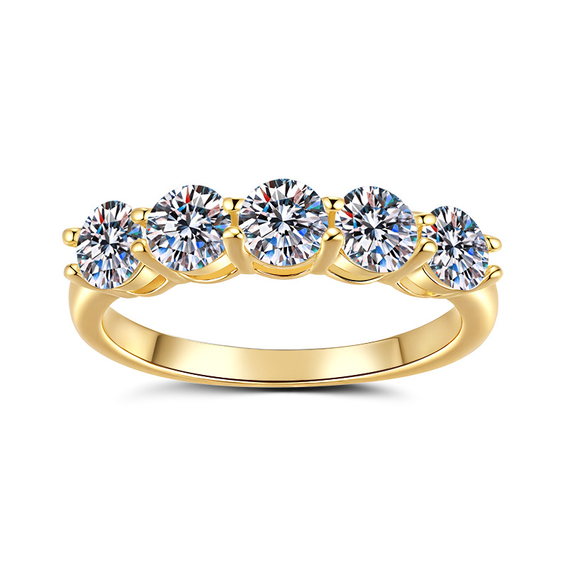 Classic Cuban Five Princess Moissanite Ring S925 Silver For Women_voghion.com