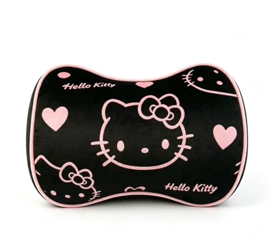 Car headrest memory foam headrest, lumbar support pillow, neck pillow, cute cartoon KT, universal for all seasons, headrest cushion for car (Headrest) - full-print-black-and-pink-kt-headrest-memory-foam