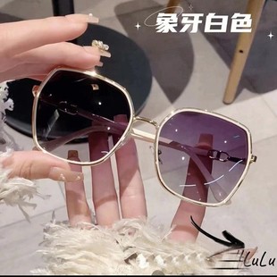 Sunglasses versatile and fashionable large frames to make women's sunglasses UV proof Internet celebrity hot metal glasses frame glasses