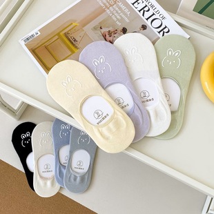 Spring and summer Japanese cute bunny hot stamping invisible socks wholesale thin shallow mouth boat Socks women silicone non-slip socks