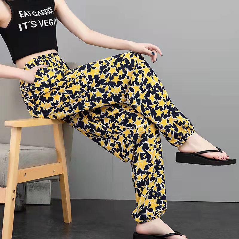 Trendy 25 Floral Polka Dot Wide-Leg Pants for Women, Summer New Korean Style High-Waisted Thin Wide-Leg Pants, Loose Long Style