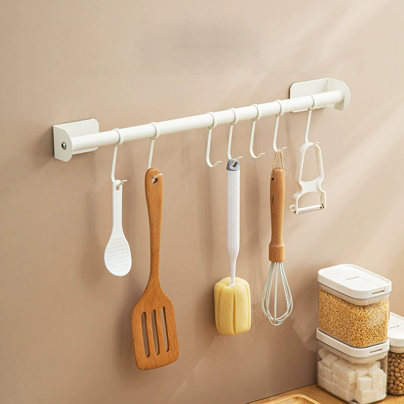 Kitchen hook rod rack free punching soup spoon pot, shovel hanging shelf wall -mounted kitchen 具