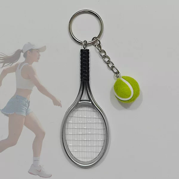 Cross-Border Simulation Mini Tennis Racket Keychain, Sports Event Souvenir, Year of the Horse Decoration, Small Gift, Bag Pendant
