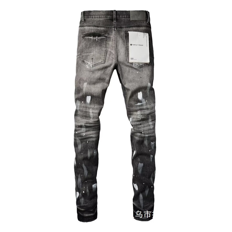 High-quality AM-style punk retro blue distressed slim-fit stretch printed denim jeans for men, wholesale High-quality AM-style punk retro blue distressed slim-fit stretch printed denim jeans for men, wholesale