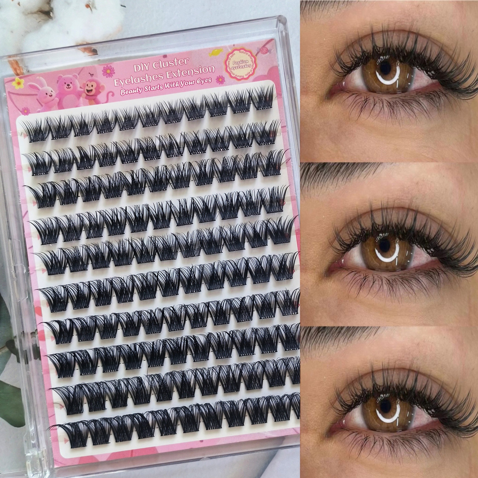 Conjunto de pestañas falsas transfronterizas de gran capacidad serie WM, ojos grandes, ojos lindos, pestañas falsas de imitación natural.