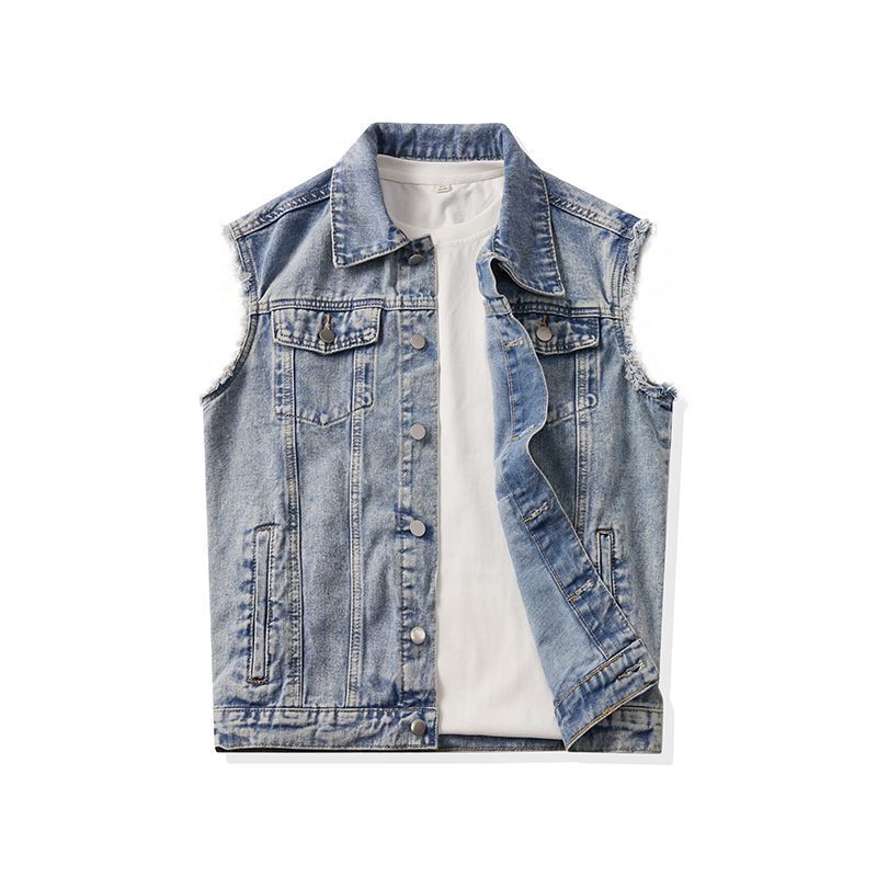 Foreign Trade Cross-Border British Style Men's Clothing Manufacturer's Supply Source: Men's Fashionable Casual Denim Vest Sleeveless Jacket Foreign Trade Cross-Border British Style Men's Clothing Manufacturer's Supply Source: Men's Fashionable Casual Denim Vest Sleeveless Jacket