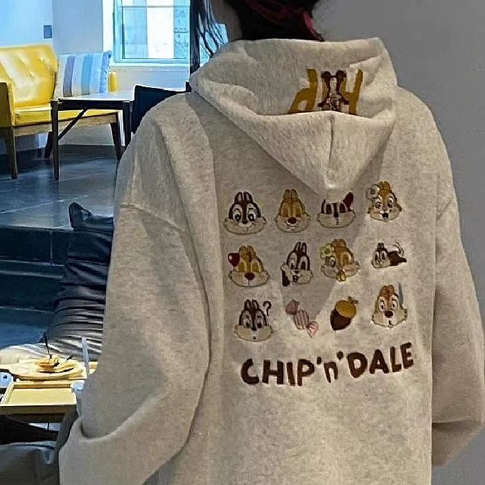 330g хлопчатобумажная вышивка с капюшоном свитер женский осенью и зимой бархат утолщение