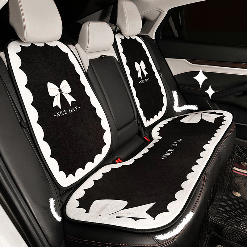 Neues Autositzkissen, leichtes Luxus-Bogen-Innendekorations-Sitzkissen, warmes, rutschfestes Autositzkissen für den Winter_voghion.com