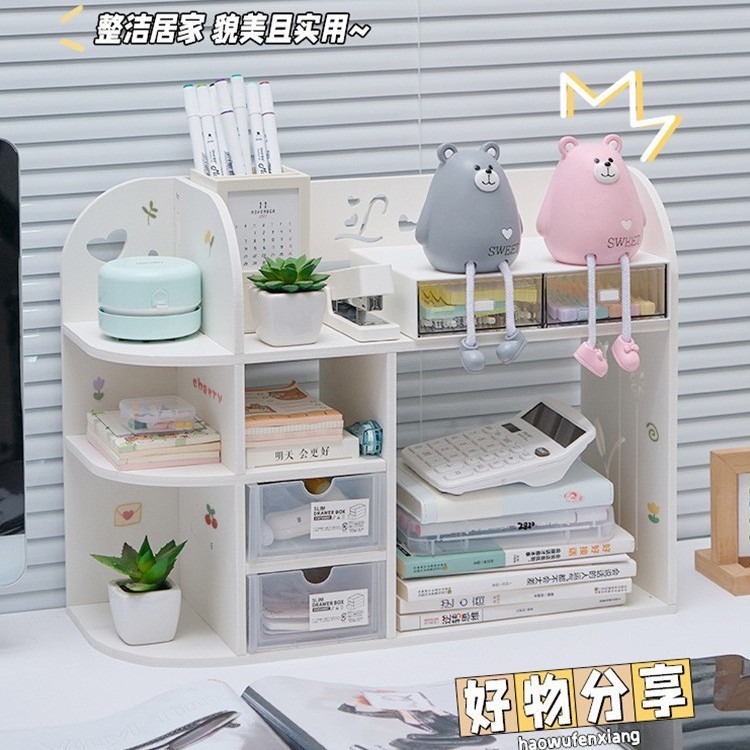 Desktop Bookshelf Desktop Storage Desk Storage Rack Desk Corner Bookcase Office Desk Storage Cabinet