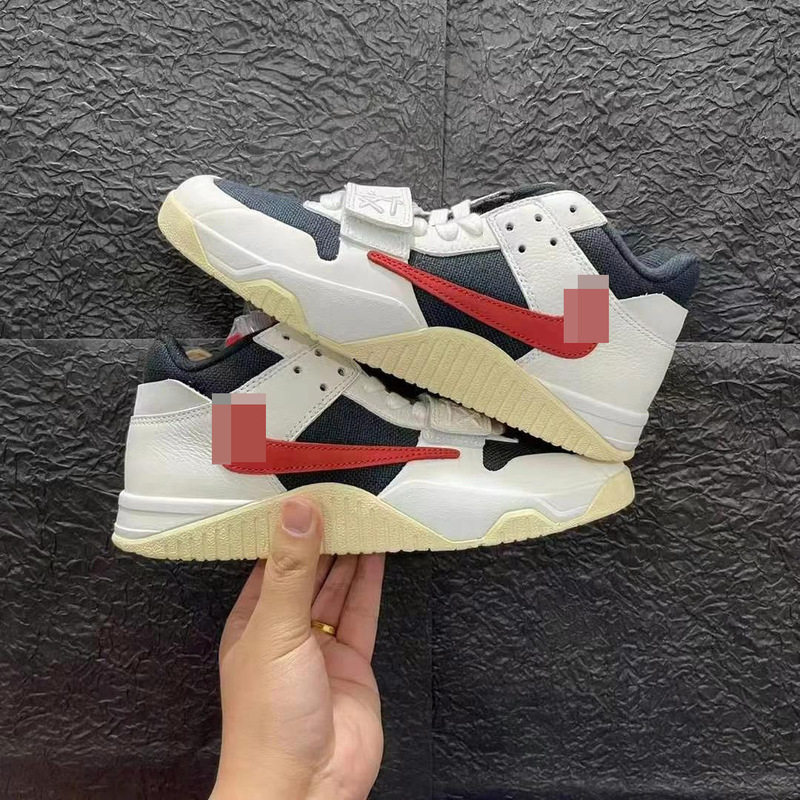 High Version Travis Scott X Check Aj1 Joe 1 Reverse Hook Velcro Basketball Shoes Fz8117-003