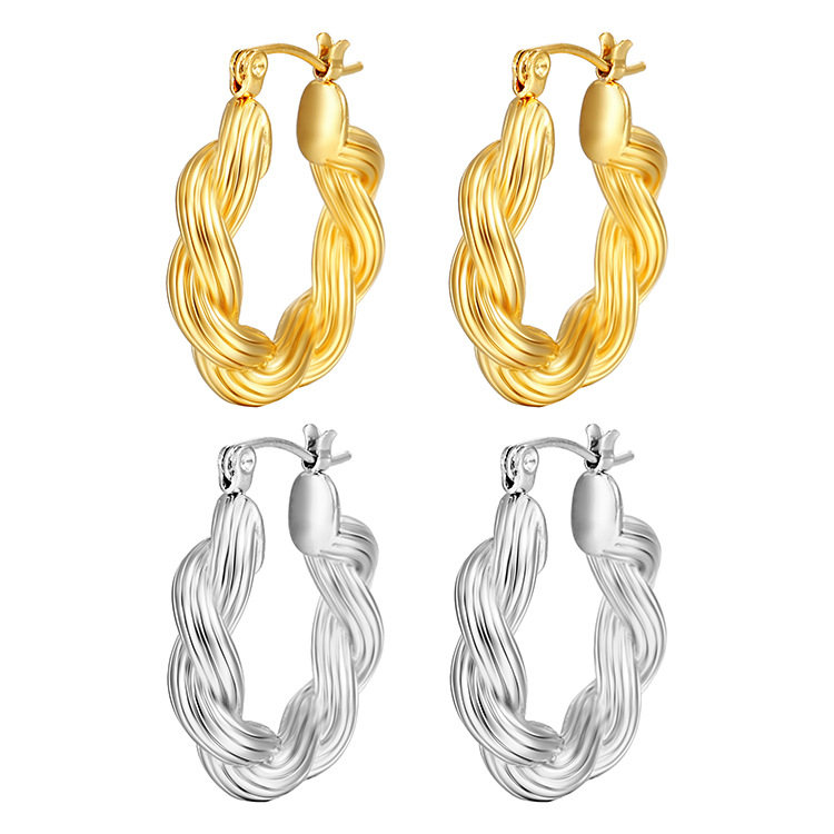 Twist twisted line pendientes europeos y americanos simples pendientes de lujo de luz ins wind net rojo mismo estilo de fundición pendientes de oro de 18k en stock