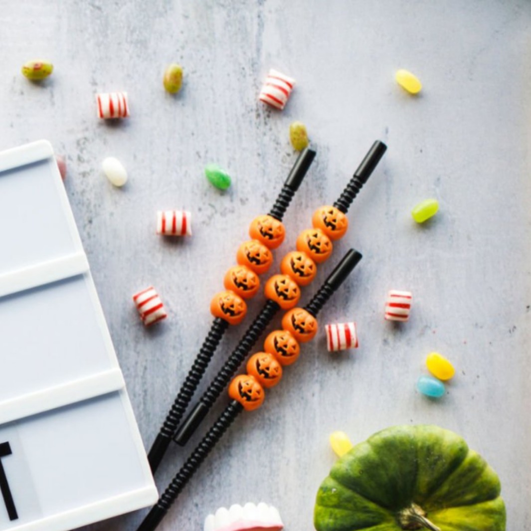 Transfronterizos Halloween bebida fiesta paja creativa calabaza paja calabaza forma de paja