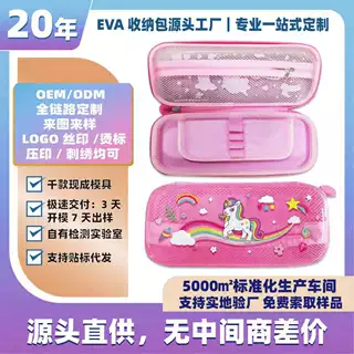 学生卡通文具盒EVA透明动漫印花铅笔盒高颜值3D立体儿童收纳笔袋