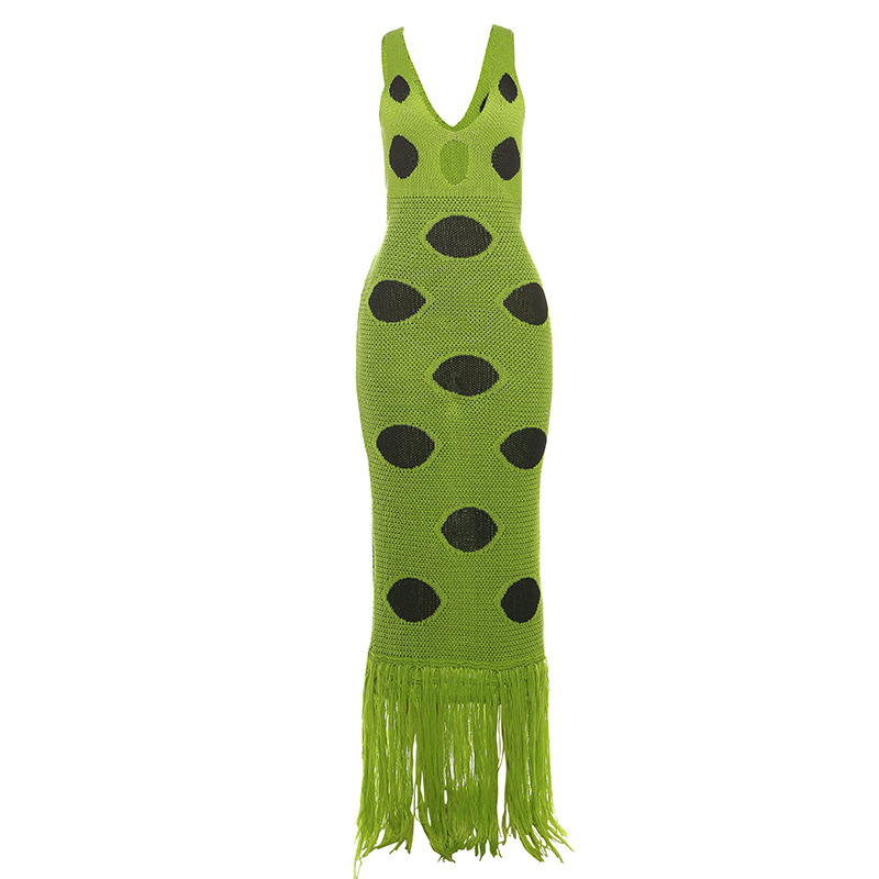 Sleeveless Polka Dot Print Dress Fashionable Sexy Slim Fit Hollow Out Design Perfect for Summer Parties Wholesale