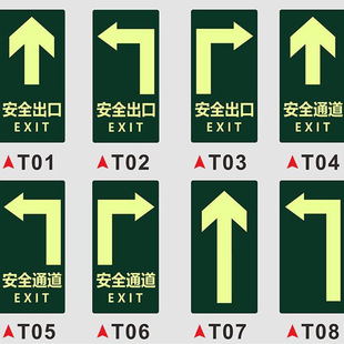 Security Exit Sign Fire Sign Sign Luminous Floor Sticker Wall Sticker Channel Emergency Sticker Reminder Warning Sign