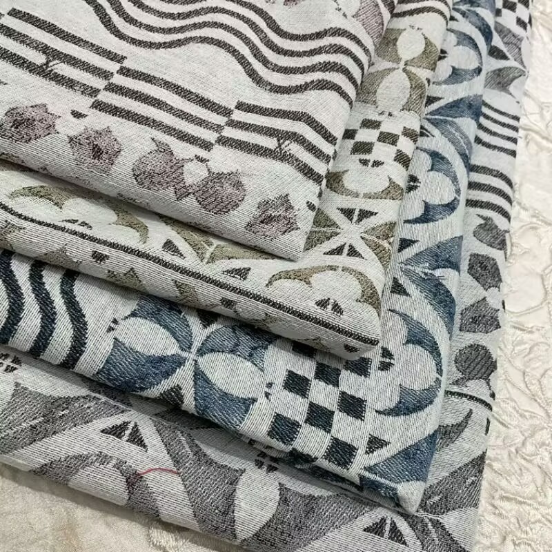 2024年新款提花面料几何图案经典文艺温柔风秋冬时尚连衣裙布料