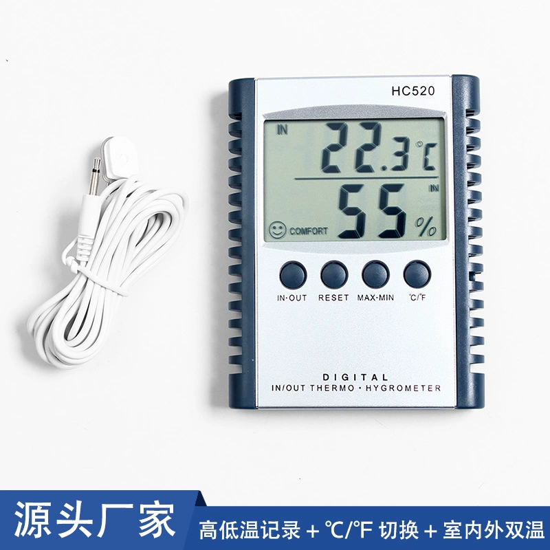 Оптовый бытовой Измеритель температуры и влажности в помещении и на открытом воздухе, внешний датчик температуры, запись высокой и низкой температуры, электронный измеритель температуры и влажности