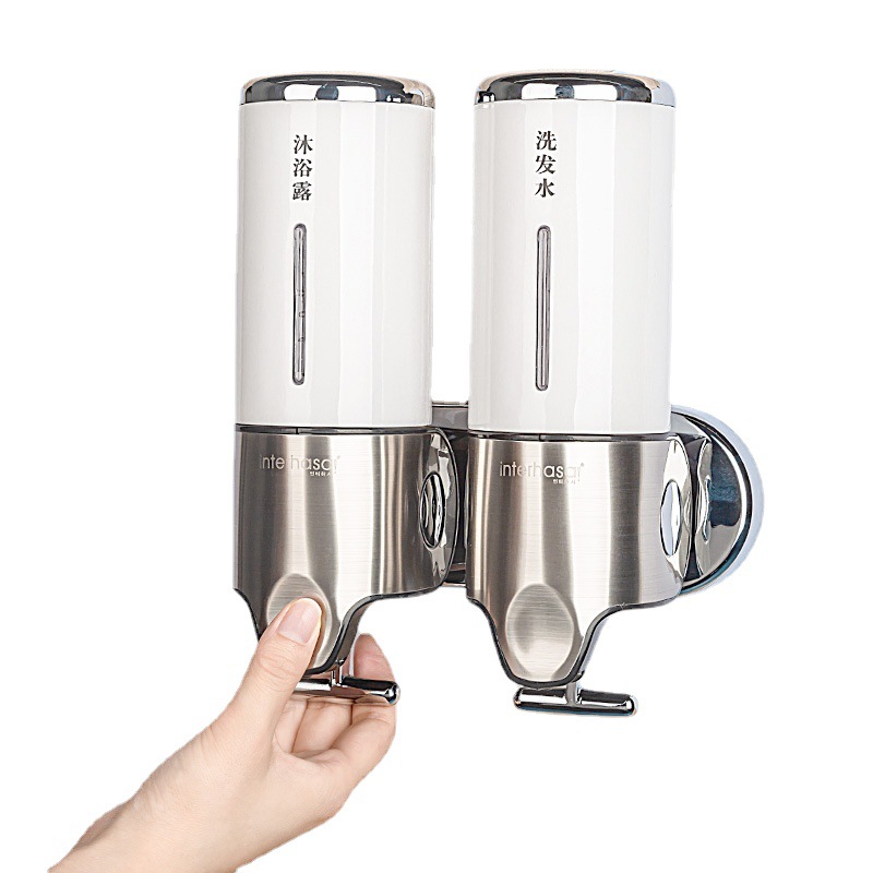 英特汉莎手动皂液器壁挂式洗手液挂壁器洗发水沐浴露不锈钢皂液器