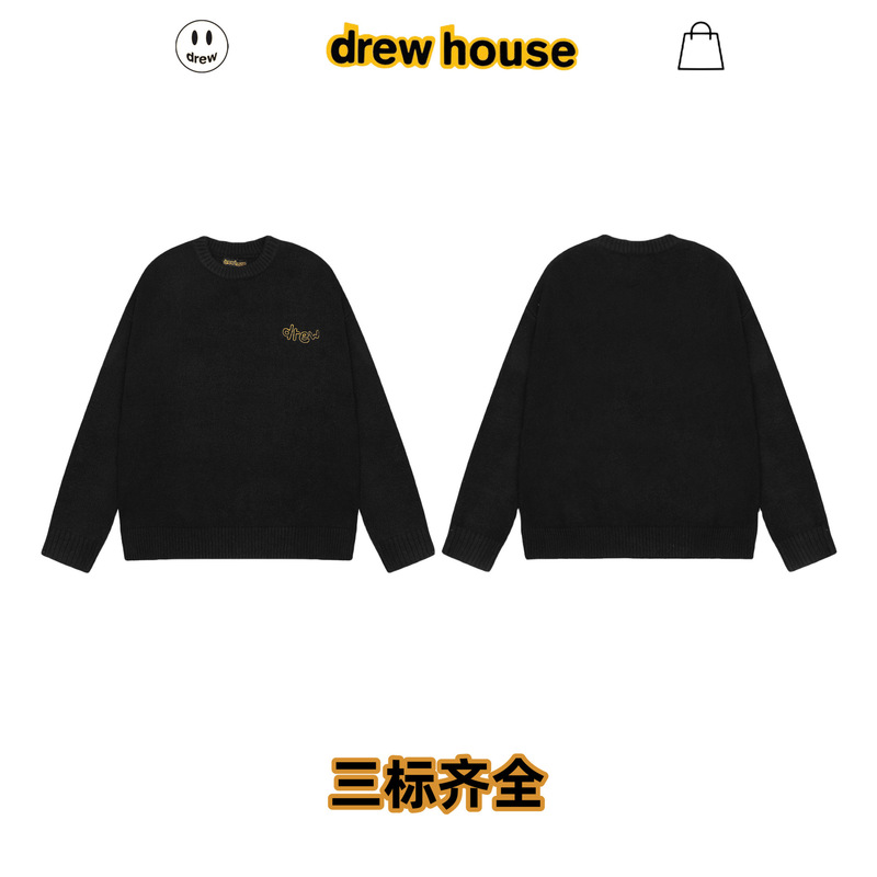 high quality DREW Smiley HOUSE European and American Fashion Brand Winter New Letter Embroidered Knitted Cardigan for Men and Women