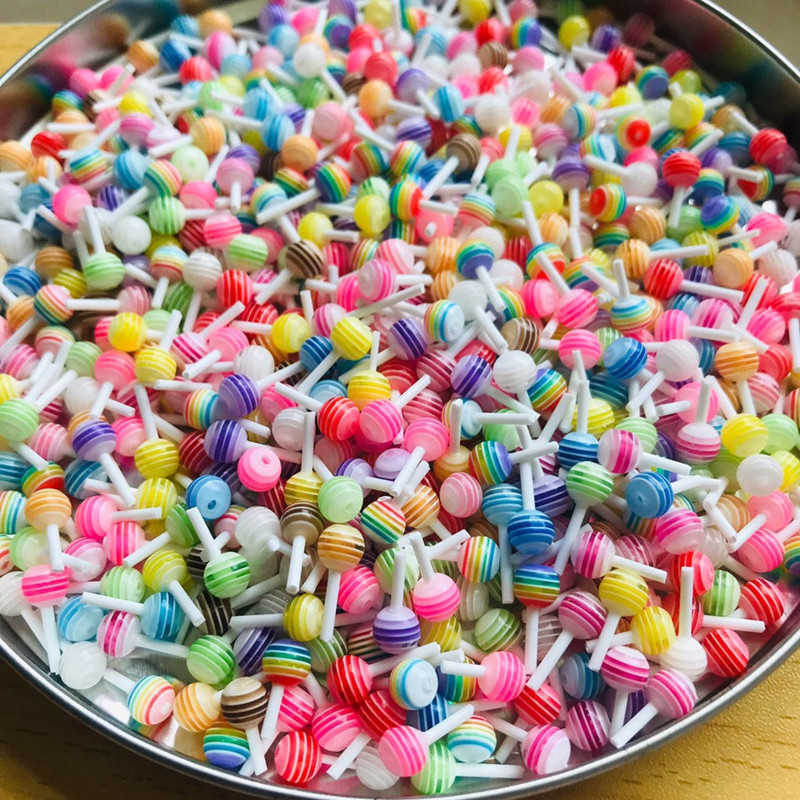 Nail Art Candy Decoration Mini Color Stripe Lollipop Nail Sticker Jewelry Handmade DIY Material Accessories