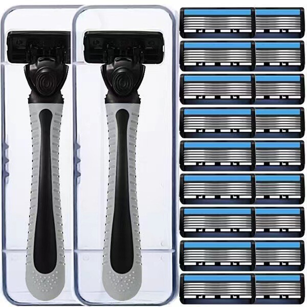 One-piece New 6-layer razor blade men's manual razor old-fashioned razor blade razor