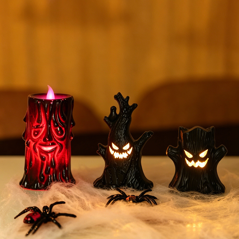 Decoración de Halloween esqueleto fantasma mesa de lámparas colocado horrores árbol demonio calabaza lámpara decoración de fiesta velas lámparas de noche
