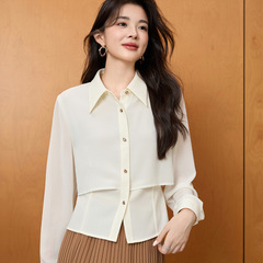 2025秋季新款休闲长袖雪纺衫女上衣宽松显瘦女衬衣2688