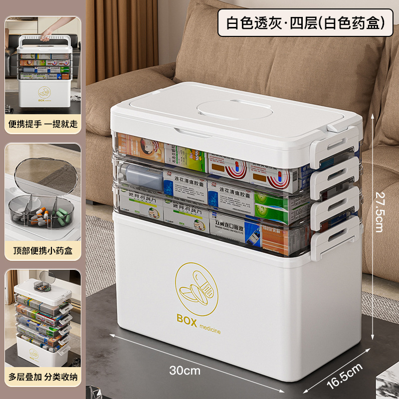 Caja Organizadora de Medicamentos de PET Multicapa Portátil para Hogar