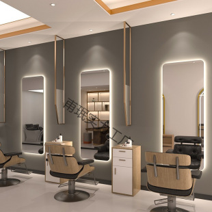 Hairdressing mirror hair salon special floor-to-ceiling barber shop mirror table net-famous LED single-sided luminous wall-mounted intelligent mirror with light