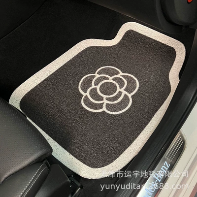Light luxury camellia-patterned universal car floor mats, designed to protect the interior from dirt and to absorb spills, are also suitable as car footrests (Universal Foot Pad) - camellia-front-floor-mat-1-piece