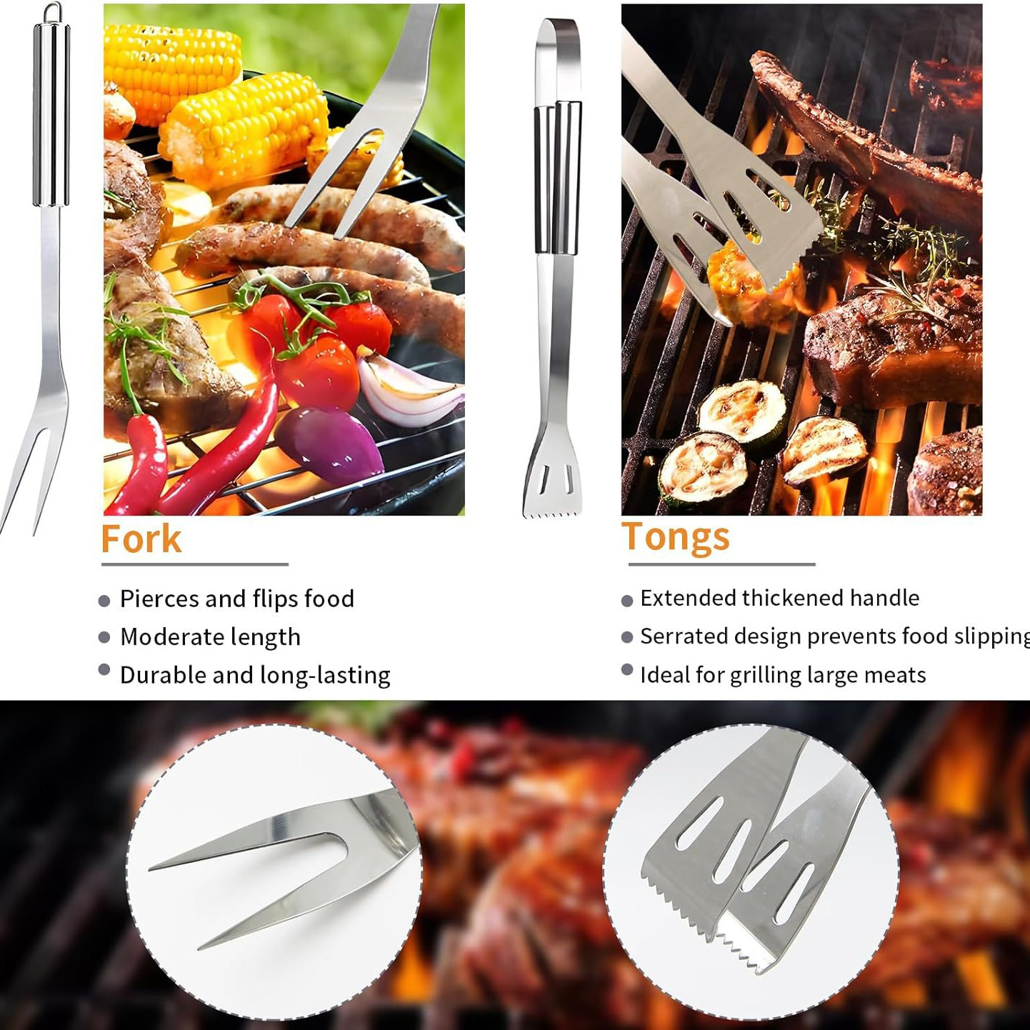 Amazon Cross-border venta caliente de acero inoxidable herramientas de barbacoa mango de tubo utensilios de cocción conjunto combinado BBQ al aire libre spot de fábrica