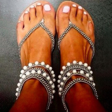 外贸夏季款脚踝绑带代销欧美时尚新款串珠凉鞋女鞋