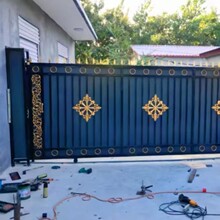 别墅庭院铝艺大门农村加高防盗入户大门铁艺平开直线门