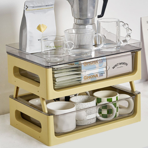 Stackable double-layer water cup storage rack ins style desktop tea bag storage rack drawer-type capsule coffee storage rack
