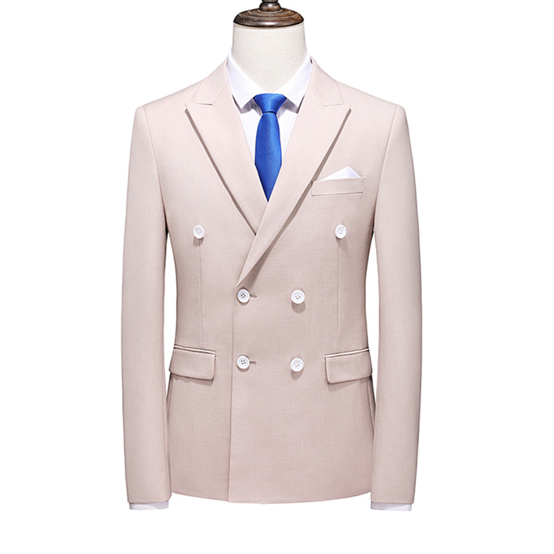2020 Comercio exterior otoño más tamaño hombres SLIM-Fit color sólido doble fila traje de dos botones estilo coreano 10-color traje SLIM-Fit para hombres