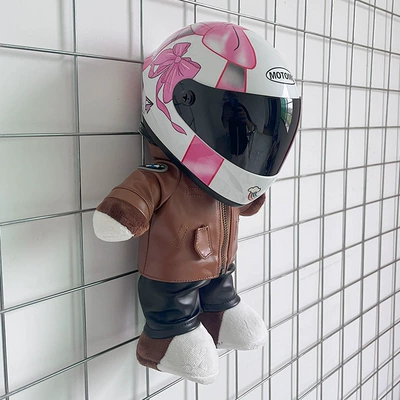 Motosiklet dəbilqələri – Box Decoration Rally Bear - height-28cm-brown-bearm-butterfly-helmet-upgraded-internal-buckle