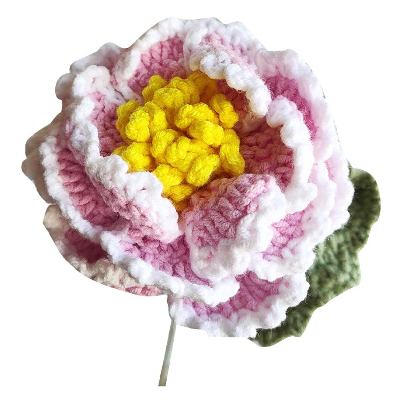 Xuefeier lana tejida peonía flor gradiente color multi-pétalo flor artificial decoración del hogar flor eterna en stock