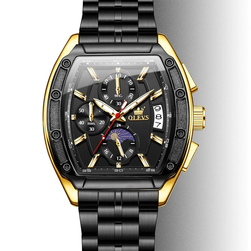 Швейцарский сертифицированный Olivier Olevs квадратный бочкообразный модный светящийся мужской кварцевый наручный часы