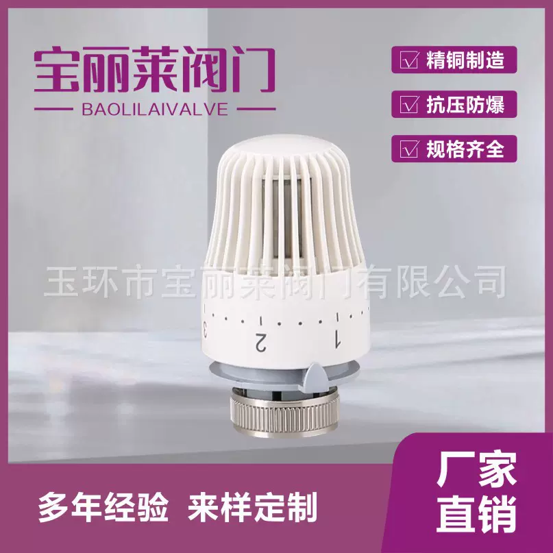 宝丽莱电动调节阀批发家庭水暖专用自动恒温阀自动温控阀恒温器头